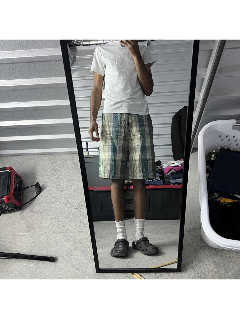 Y2K Old Navy Green Baggy Plaid Shorts Mens Sz. 32